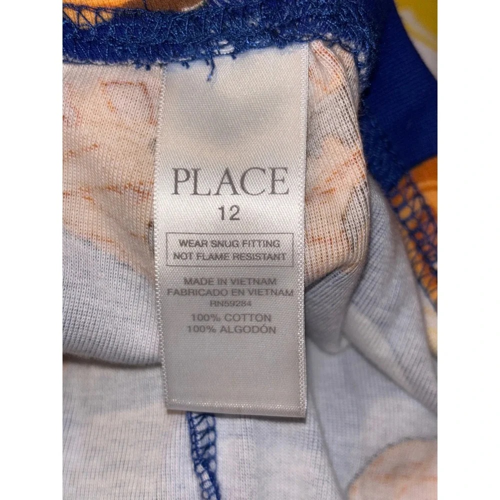 The Childrens Place Boys Pajama Pants Blue Breakfast Waffles Eggs Bacon Size 12